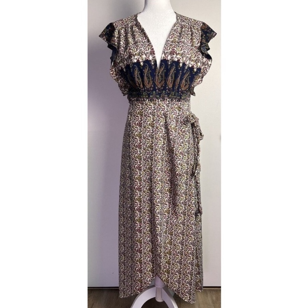 MISA Los Angeles Braided Sash Wrap Dress Sz Medium